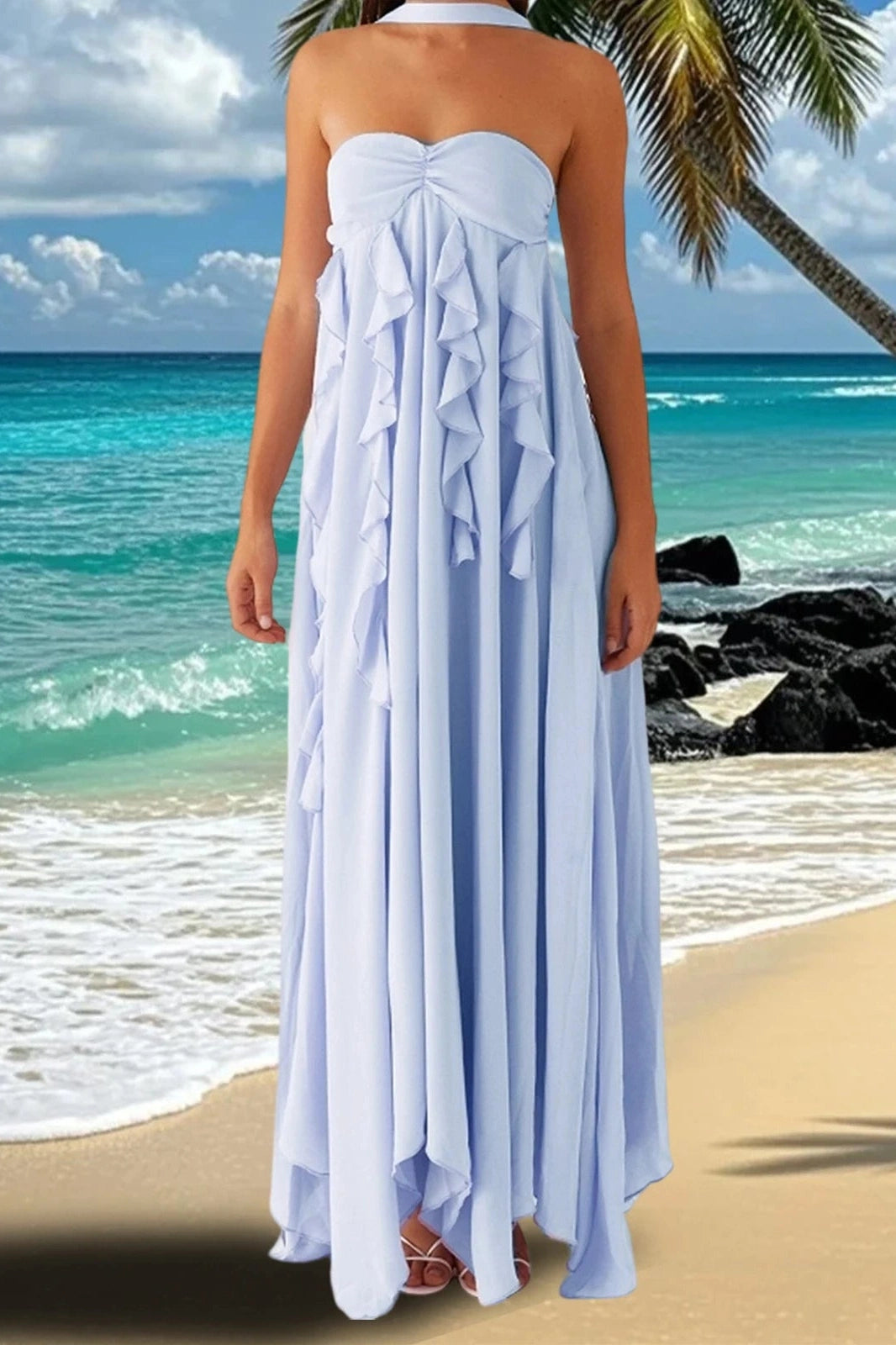 Glorol - Elegant Sleeveless Backless A-Line Maxi Dress