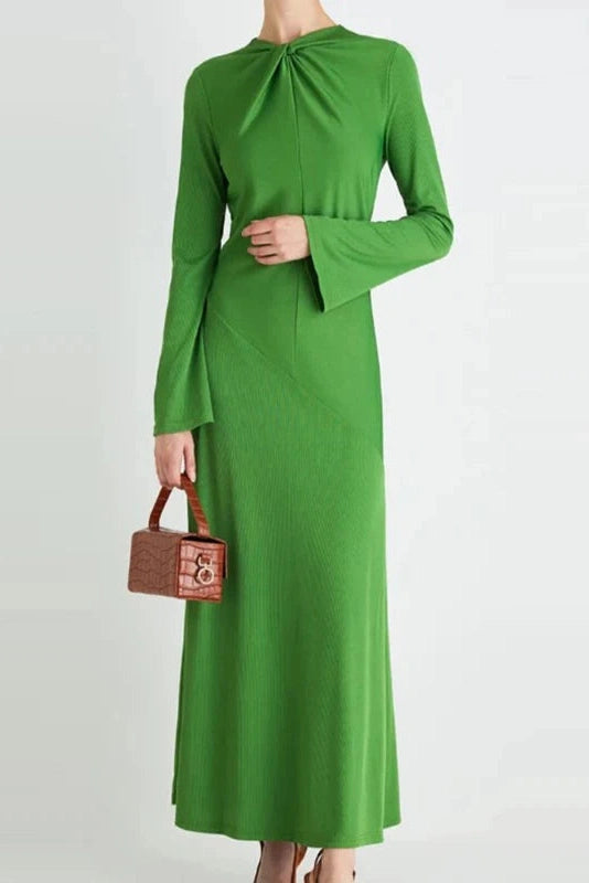 Glorol - Elegant Long Sleeve High Waist Slim Maxi Dress