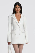 Glorol - Elegant Slim Double Breasted Pockets Mini Dress