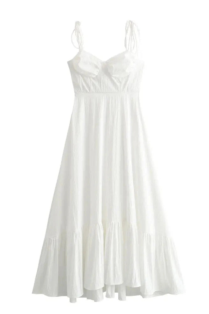 Glorol - Patchwork Spaghetti Straps Slim Pleated Maxi Dress