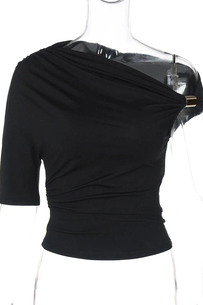 Glorol - One-Shoulder Irregular Slim Top
