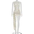 Glorol - Polka Dot See-Through Sleeveless Slim Mini Dress