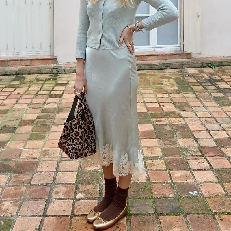 Glorol - Elegant High Waist Lace Skirt