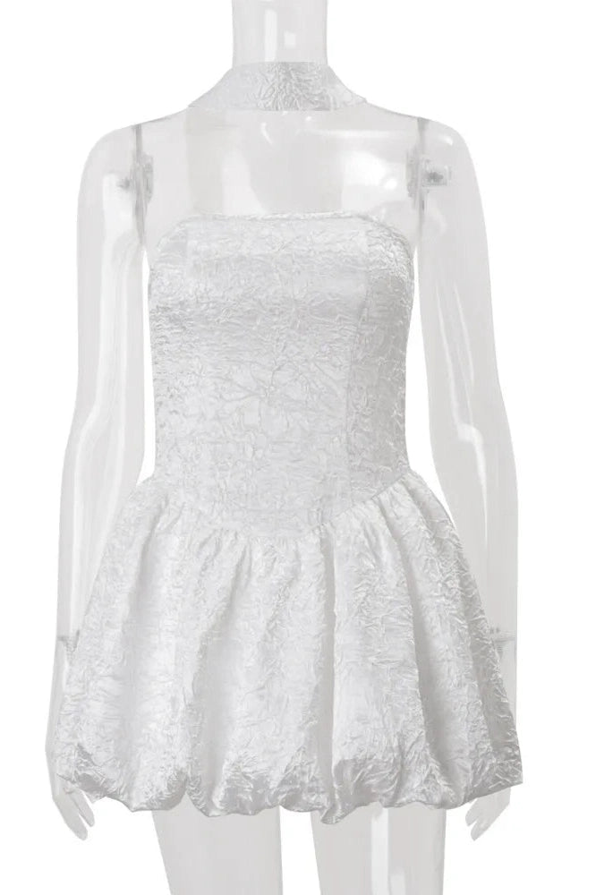 Glorol - Off-Shoulder Strapless Sleeveless Backless High Waist A-line Mini Dress