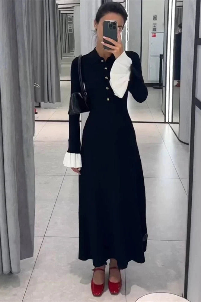 Glorol - Elegant Patchwork Slim Maxi Dress