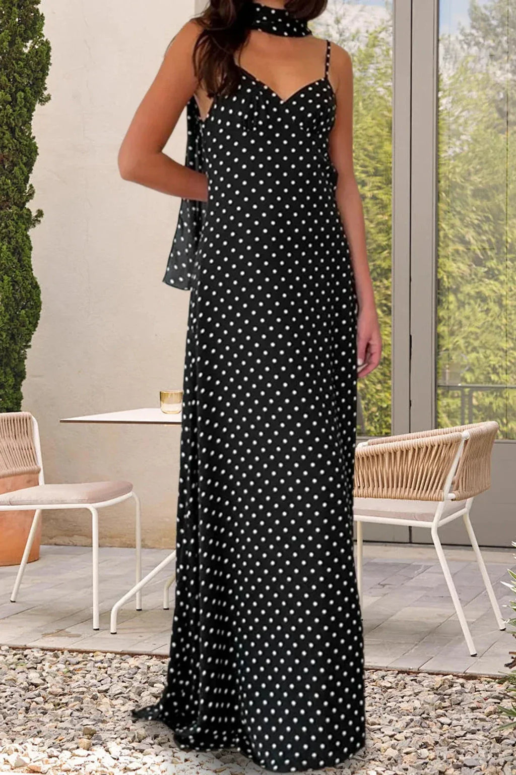 Spaghetti Strap Slim Fit Deep V Neck Maxi Dress