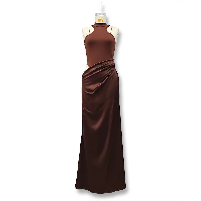 Glorol - Hollow Sleeveless High Waist Maxi Dress