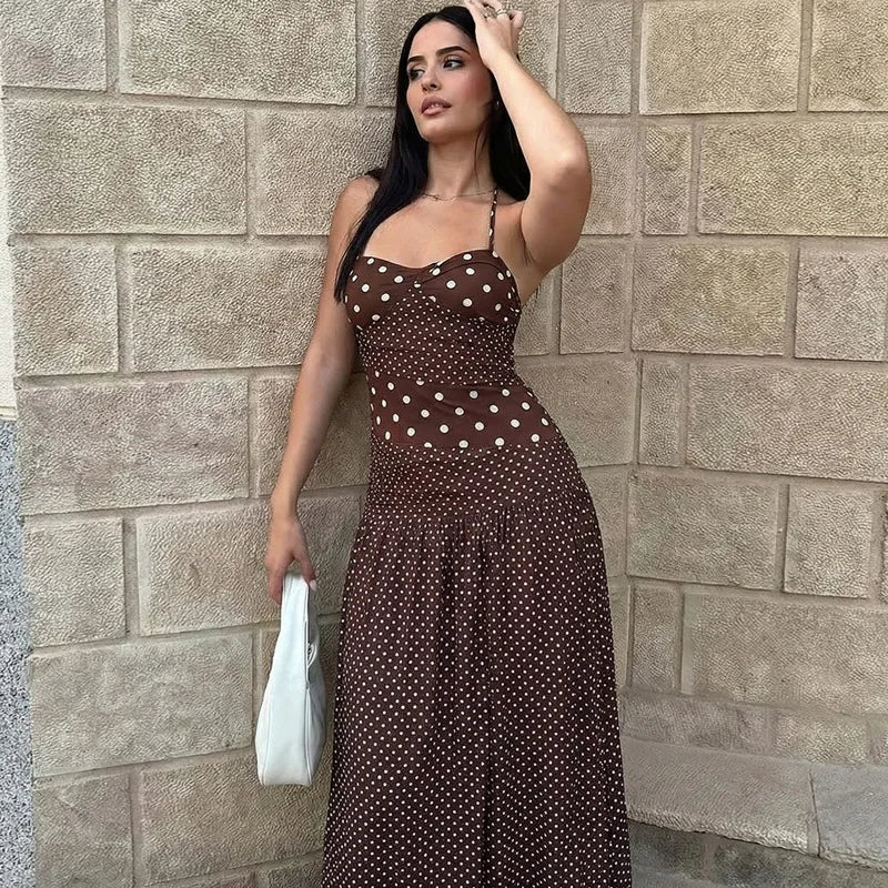 Glorol - Elegant Pleated Backless Maxi Dress