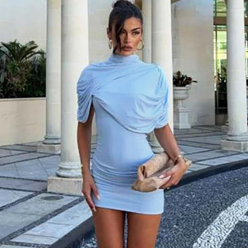 Glorol - Elegant Backless Patchwork Mini Dress