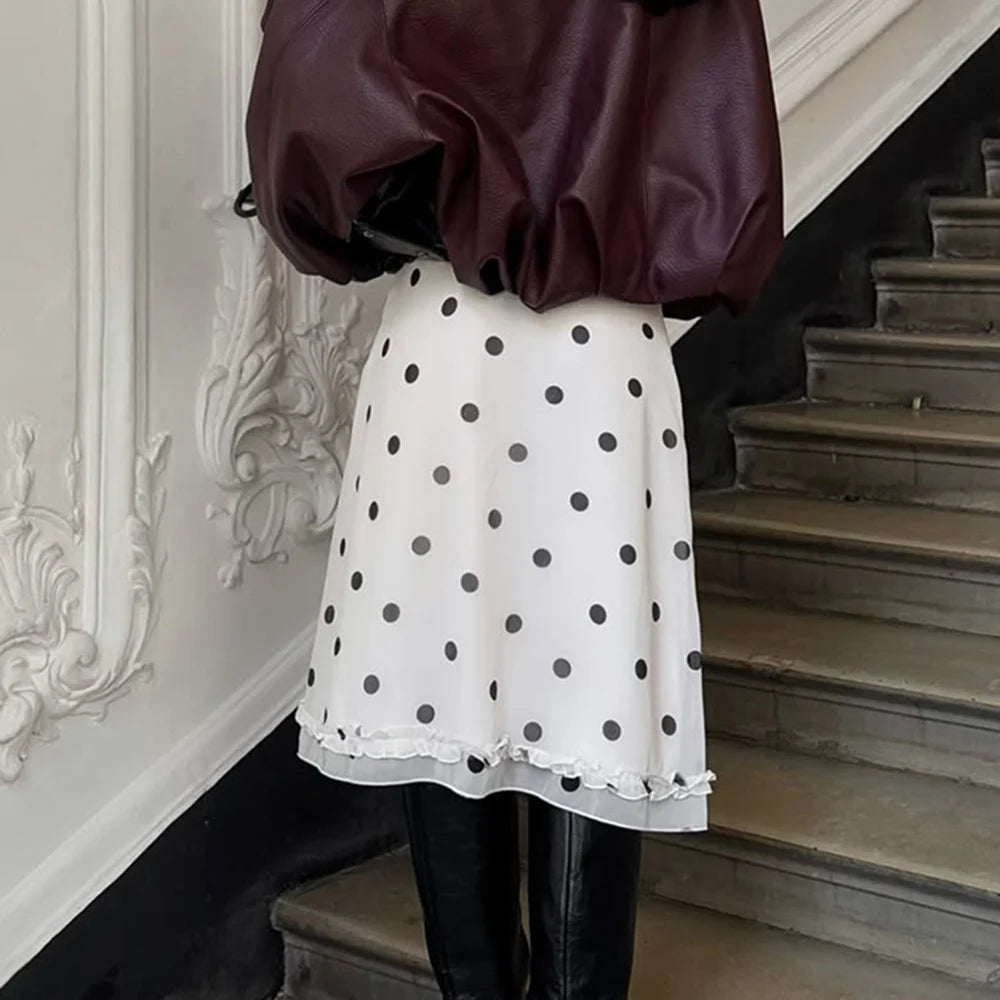 Glorol - Polka Dot See Through Printed Skirt