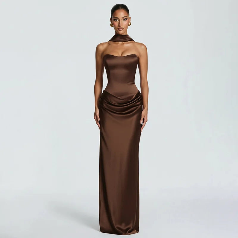Glorol - Elegant Strapless Backless Slim Maxi Dress