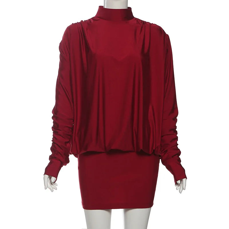 Glorol - High Neck Patchwork High Waist Backless Mini Dress
