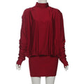 Glorol - High Neck Patchwork High Waist Backless Mini Dress