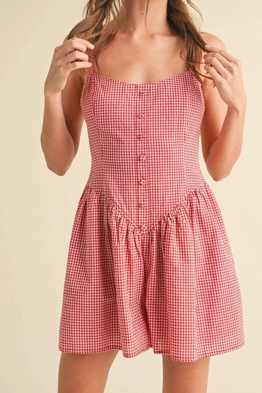 Glorol - Plaid Scoop Neck Sleeveless Open Back Jumpsuit