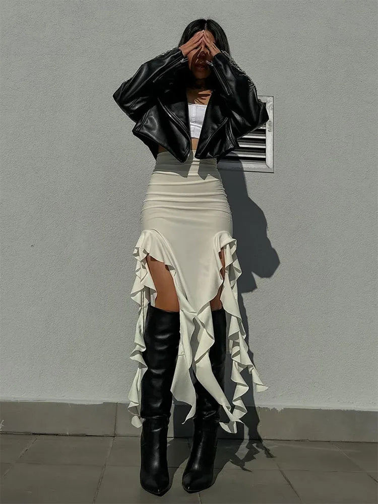 Glorol - High Waist Bodycon Hollow Out Skirt