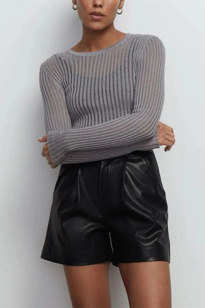 Glorol - See-Through Slim Long Sleeve Top
