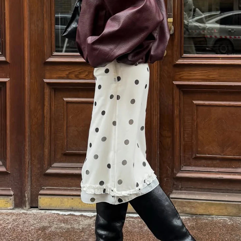 Glorol - Polka Dot See Through Printed Skirt