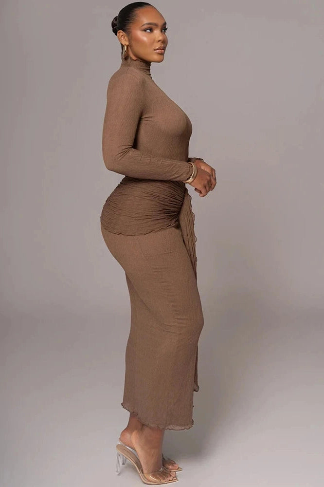 Glorol - Elegant Long Sleeve Bodycon Maxi Dress