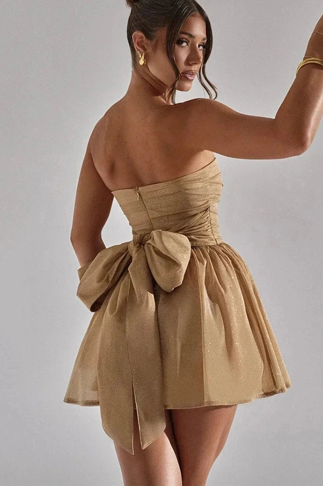 Glorol - Elegant Strapless Off-shoulder Backless Mini Dress