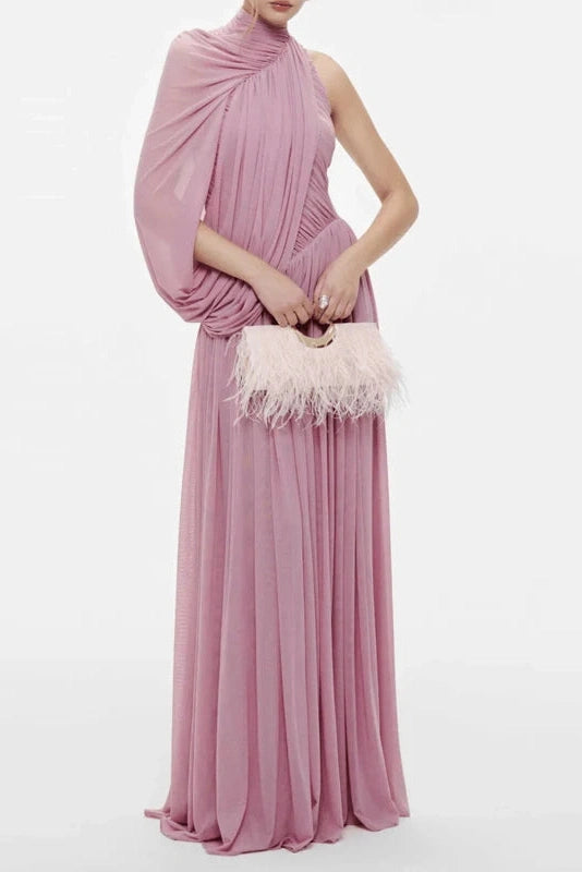 Glorol - Hollow Out Pleated Slim Maxi Dress