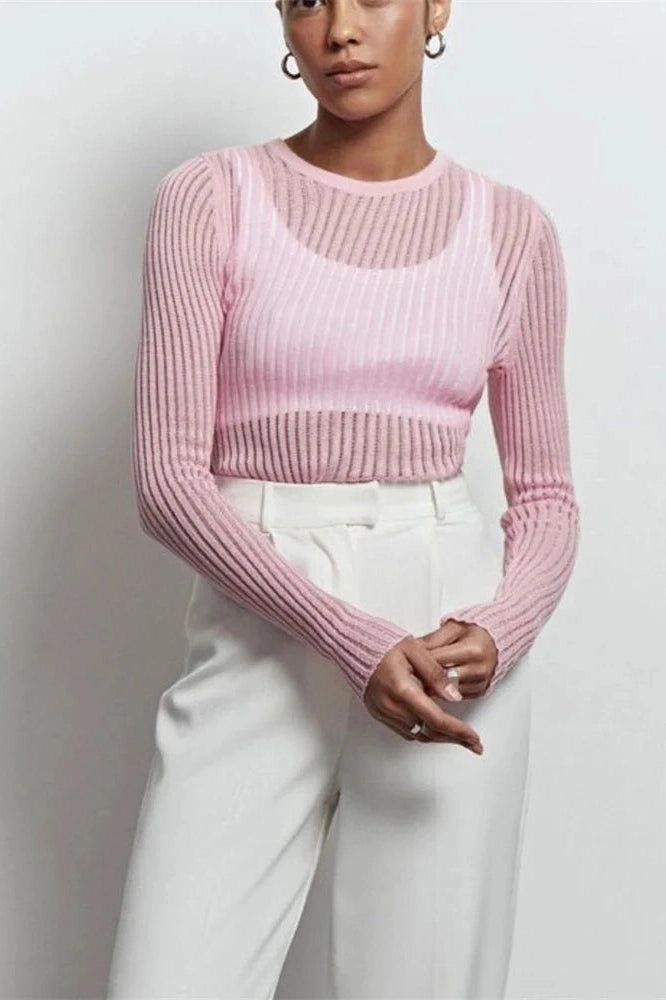 Glorol - See-Through Slim Long Sleeve Top