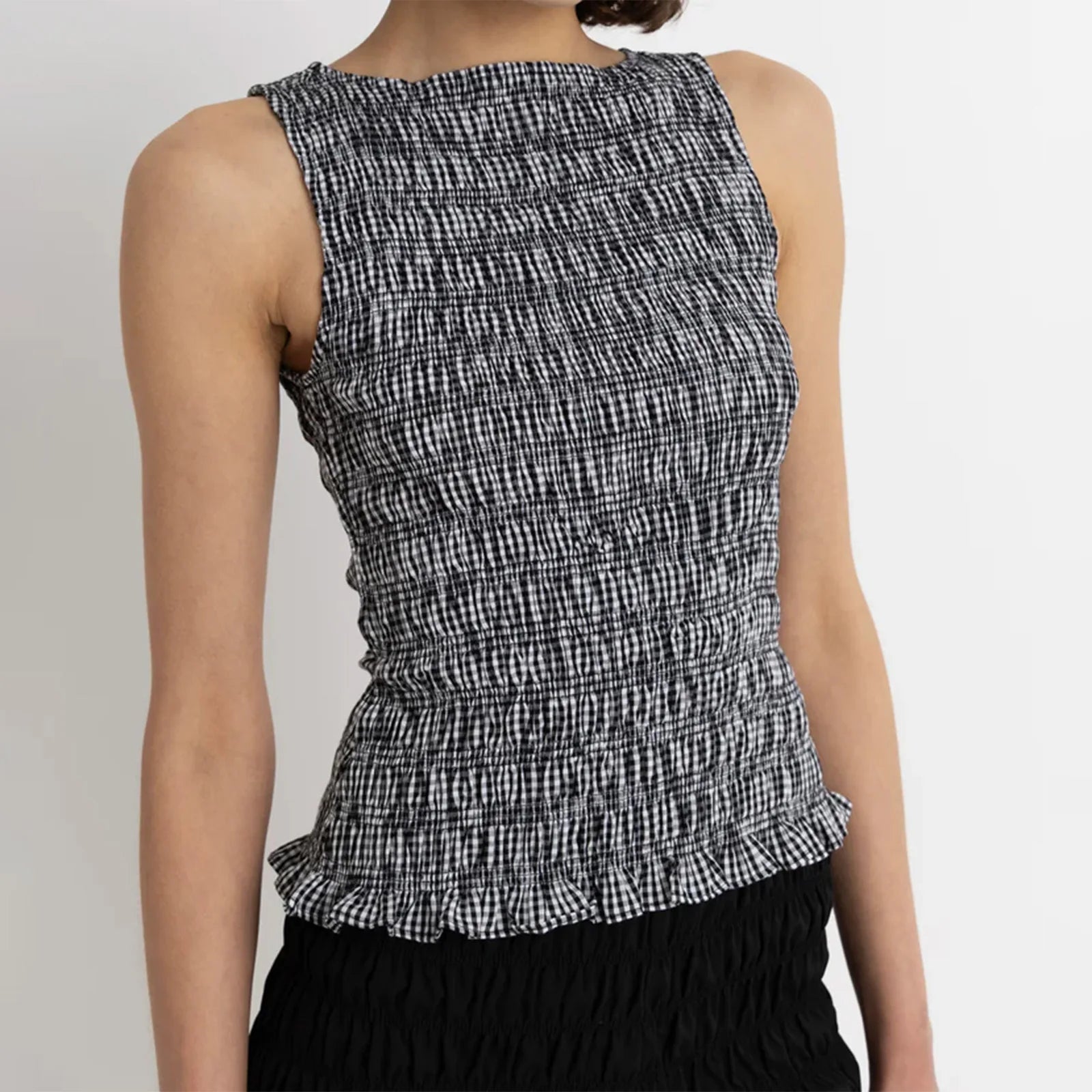 Glorol - Plaid Sleeveless Slim Fit Top