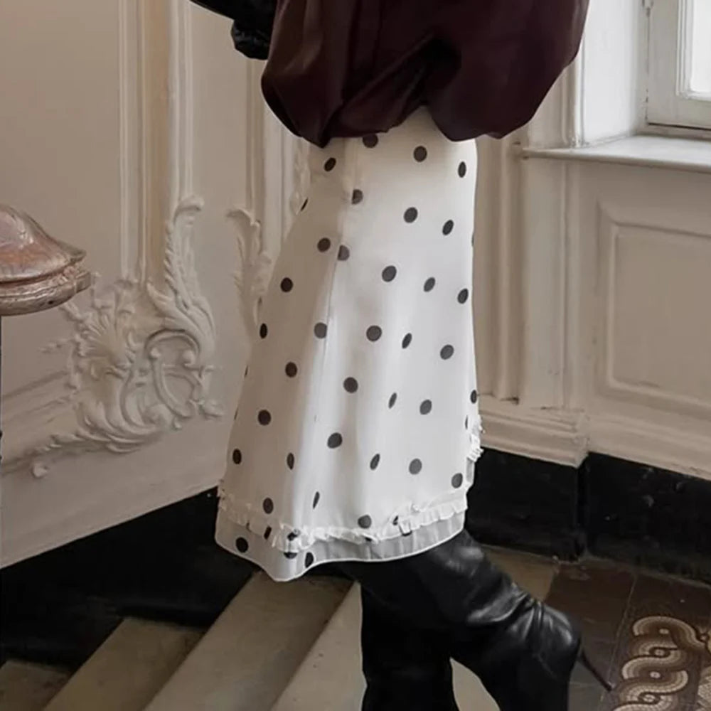 Glorol - Polka Dot See Through Printed Skirt