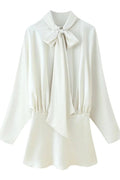 Glorol - Elegant Lace-Up Slim Pleated Mini Dress