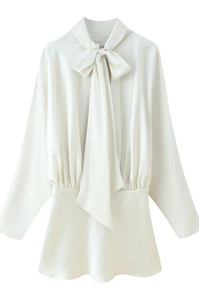 Glorol - Elegant Lace-Up Slim Pleated Mini Dress