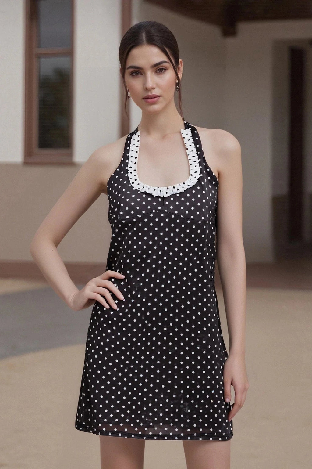 Glorol - Printed Tie-Up Sleeveless Backless Mini Dress