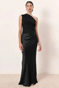 Glorol - Inclined Shoulder Patchwork Sleeveless Backless Bodycon Maxi Dress