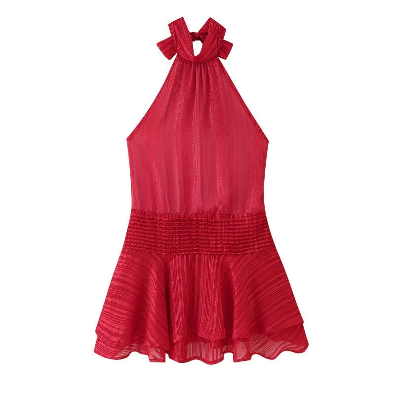 Glorol - Backless Lace-Up Sleeveless Mini Dress