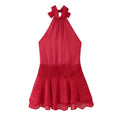 Glorol - Backless Lace-Up Sleeveless Mini Dress