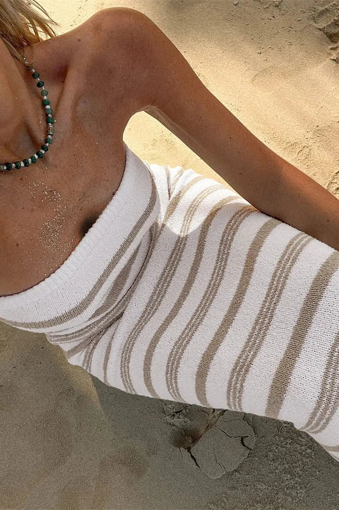 Off-Shoulder Backless Slim High Waist Maxi Dress
