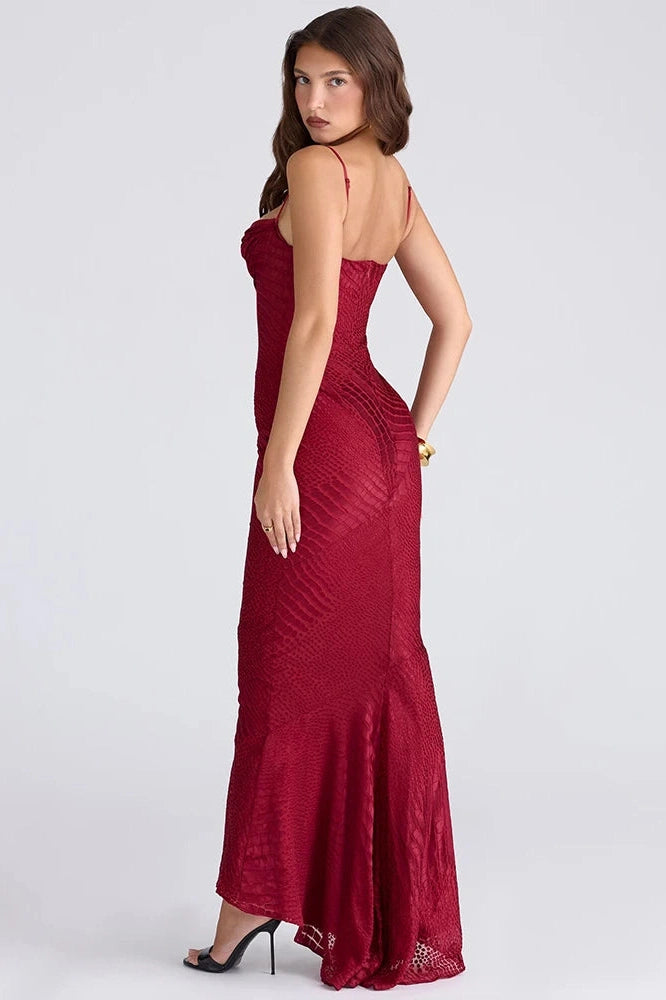 Glorol - Spaghetti Strap Backless Zipper Sleeveless Maxi Dress