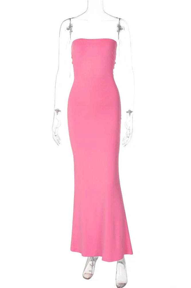 Glorol - Backless Lace-Up High Waist Patchwork Bodycon Maxi Dress