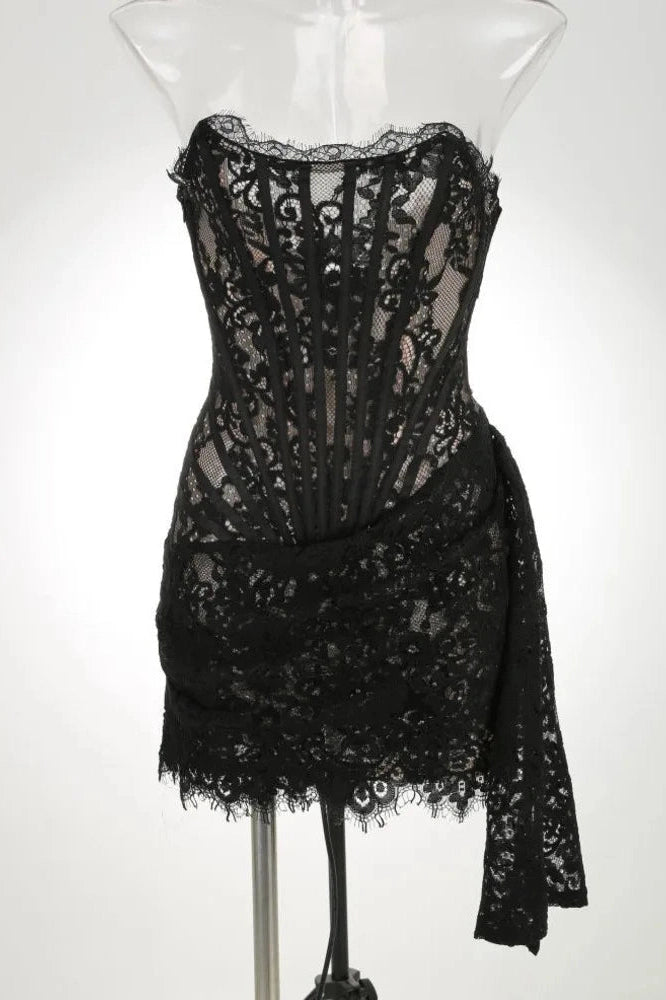 Glorol - Elegant Strapless Off-shoulder Mini Dress