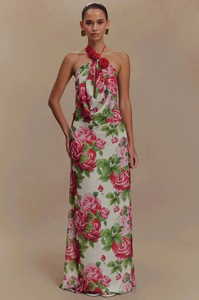 Glorol - Printed Off-Shoulder Strapless Sleeveless Backless Maxi Dress