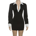 Glorol - Long Sleeve High Waist Slim Mini Dress