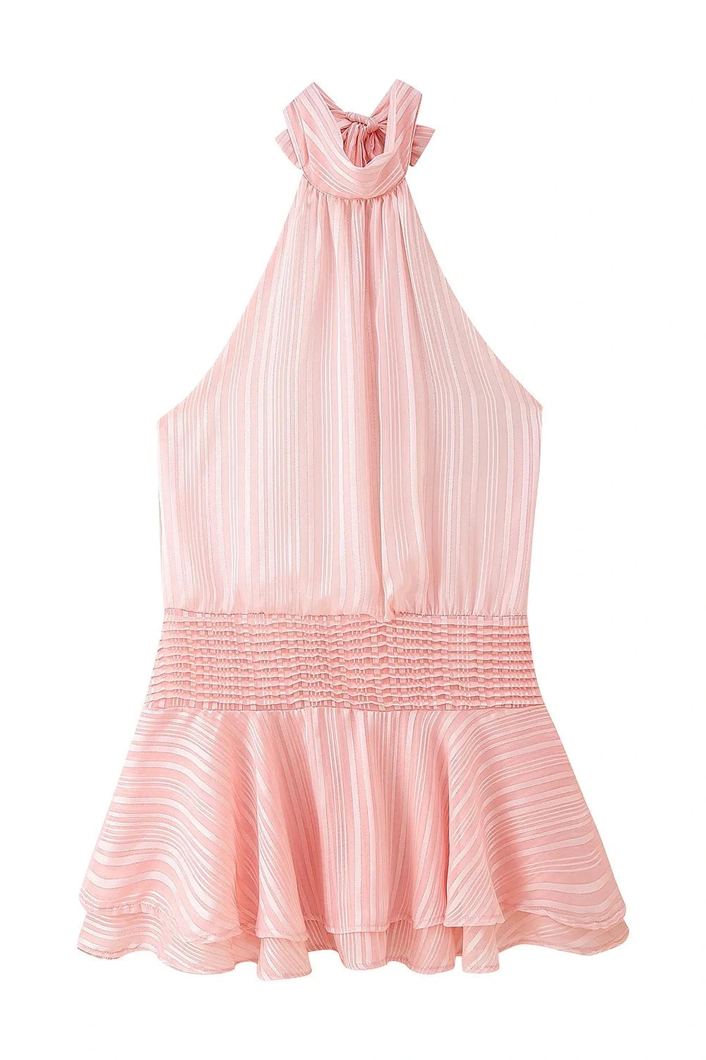 Glorol - Elegant Pleated Backless Sleeveless High Waist Mini Dress