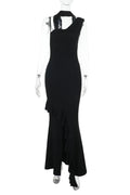 Glorol - Elegant V Neck Slim High Slit Sleeveless Maxi Dress