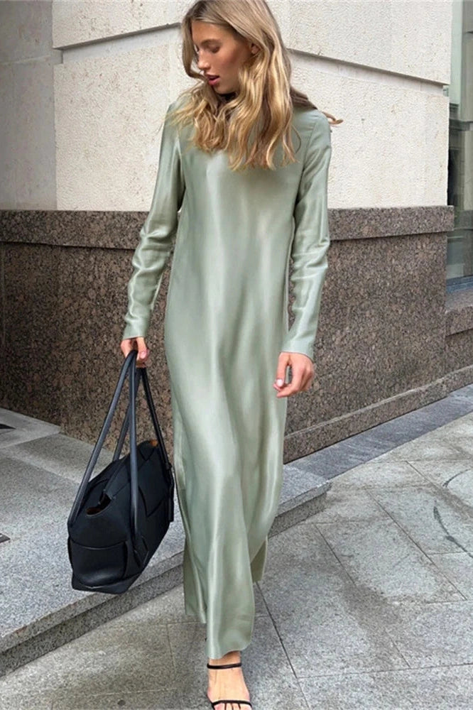 Glorol - Patchwork High Waist Split Maxi Dress