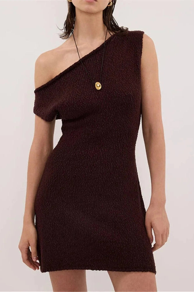 Glorol - One-Shoulder High Waist Sleeveless Mini Dress