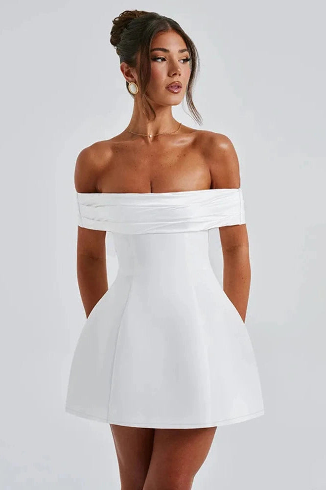 Glorol - Off-shoulder Strapless Sleeveless Backless Mini Dress