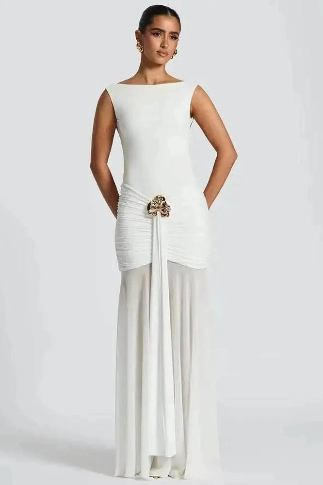 Glorol - Elegant Backless Sleeveless Bodycon Maxi Dress