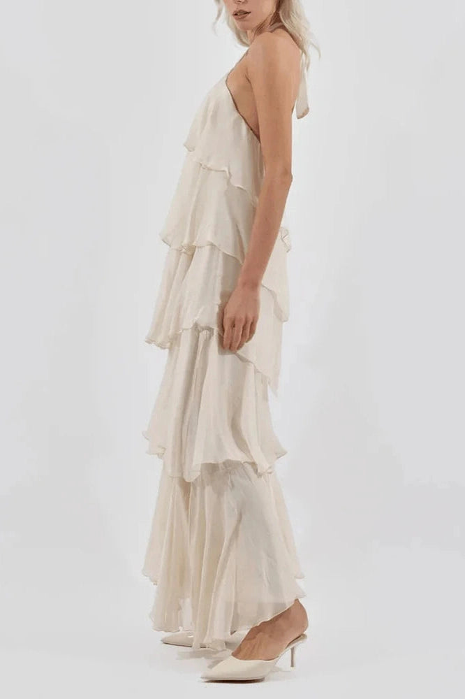 Glorol - Off Shoulder Sleeveless Loose A-Line High Waist Maxi Dress