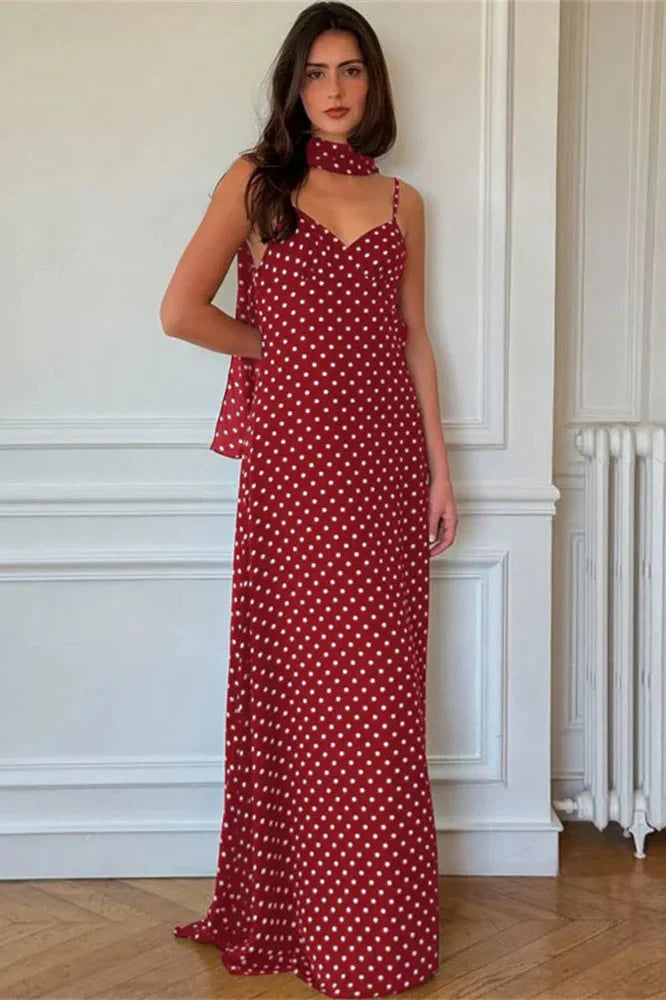 V-Neck Backless Patchwork Printed Maxi Dress