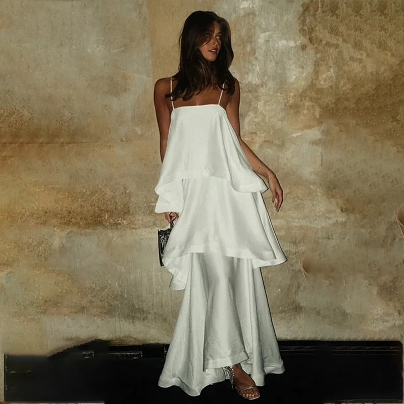 Glorol - Sleeveless A-Line Pleated Loose Maxi Dress