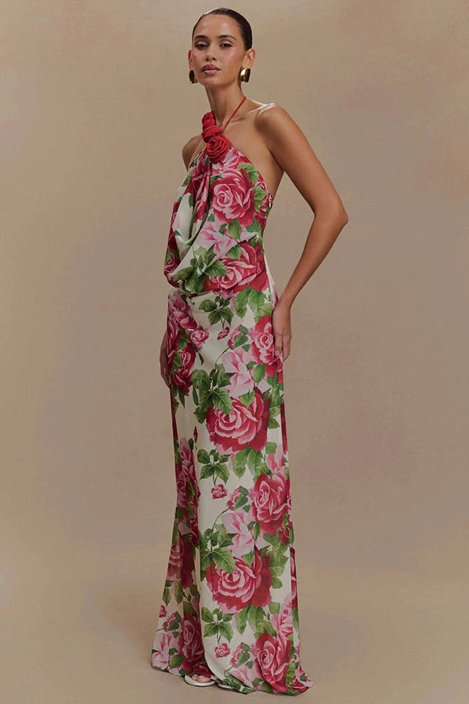 Glorol - Printed Off-Shoulder Strapless Sleeveless Backless Maxi Dress