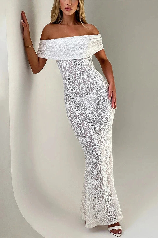Glorol - Hollow Out Off-Shoulder Strapless Backless Sleeveless Maxi Dress